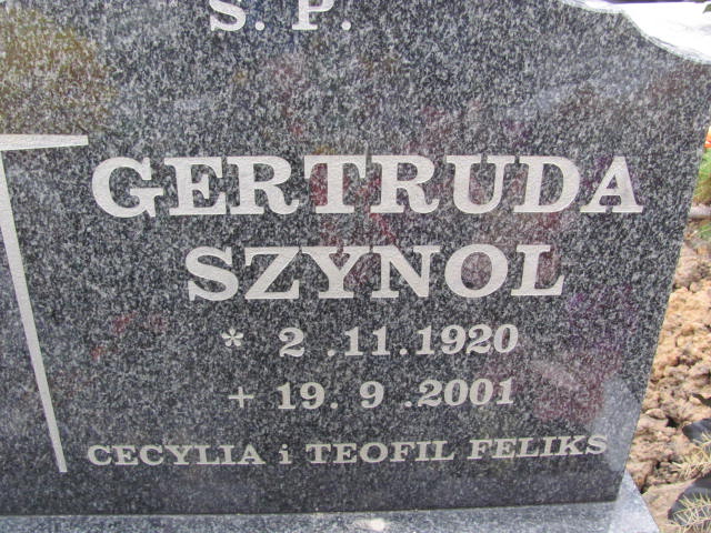 Gertruda Szynol 1920 Mikołów - Grobonet - Wyszukiwarka osób pochowanych