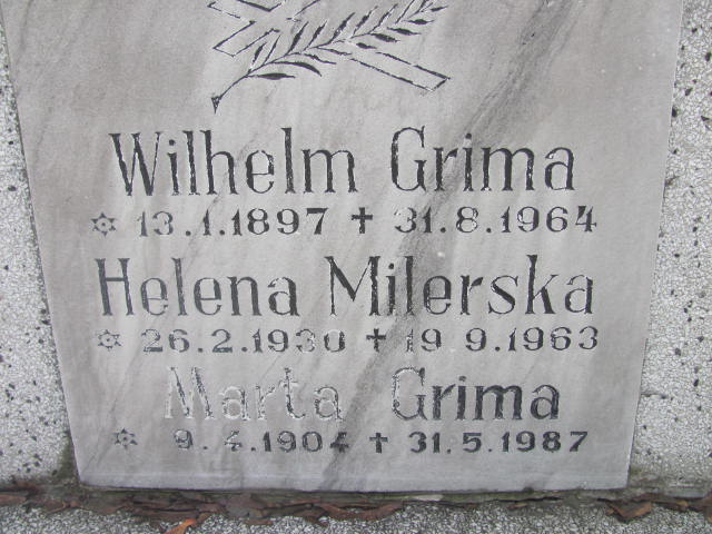 Wilhelm Grima 1897 Mikołów - Grobonet - Wyszukiwarka osób pochowanych