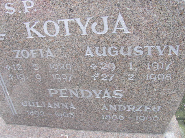 Julianna Pendyas 1892 Mikołów - Grobonet - Wyszukiwarka osób pochowanych